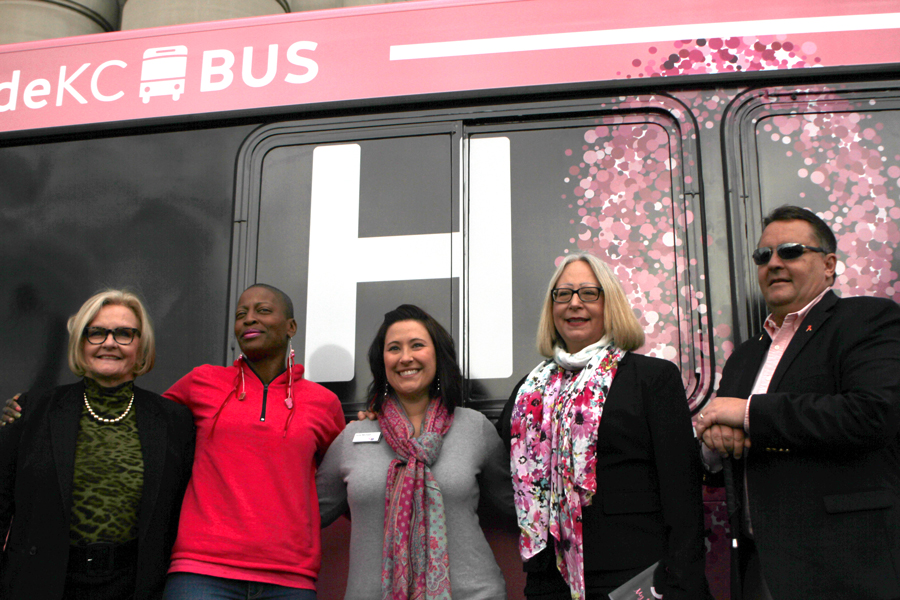 In front of the HOPE Breast Cancer Awareness Bus