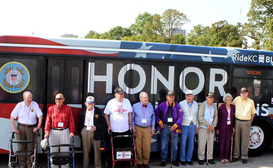 The 95th Infantry Division veterans with RideKC Honor Bus 