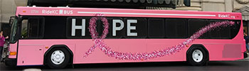 The KCATA's pink 'Hope' bus was introduced at Union Station last fall.