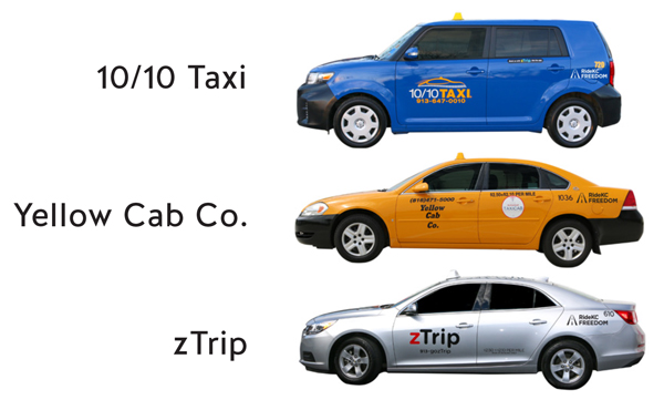 On-Demand vehicles include zTrip, Yellow Cab and 10/10 Taxi