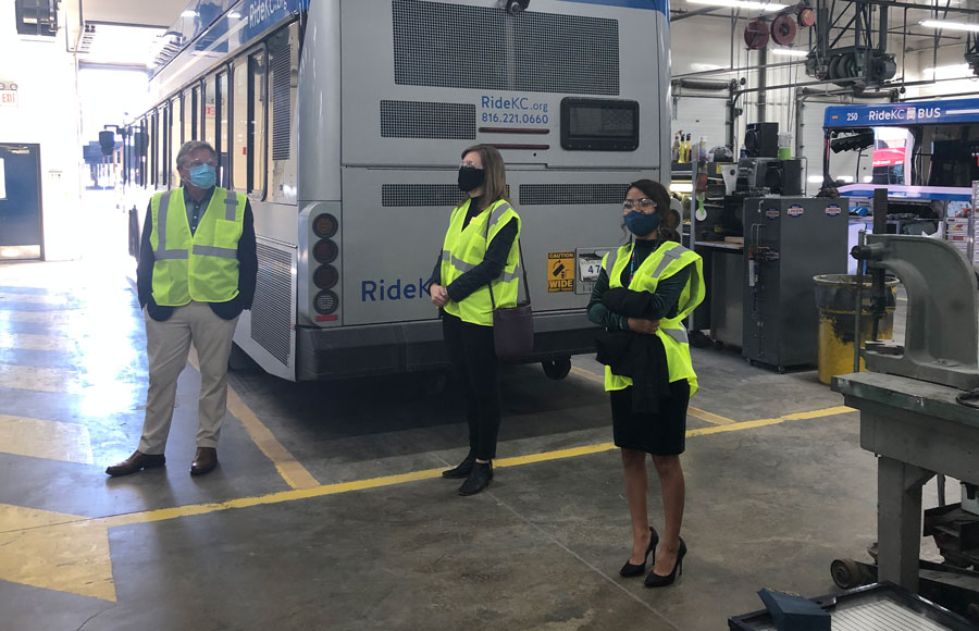 Congressional staffers and Haskel University student take a tour of Maintenance department