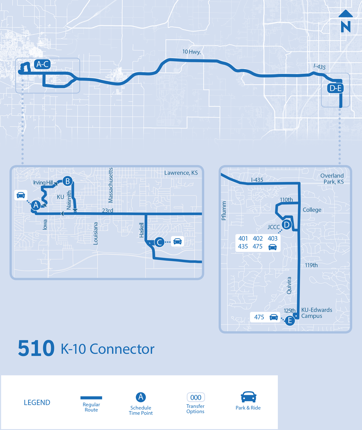 Map of 510 transit service