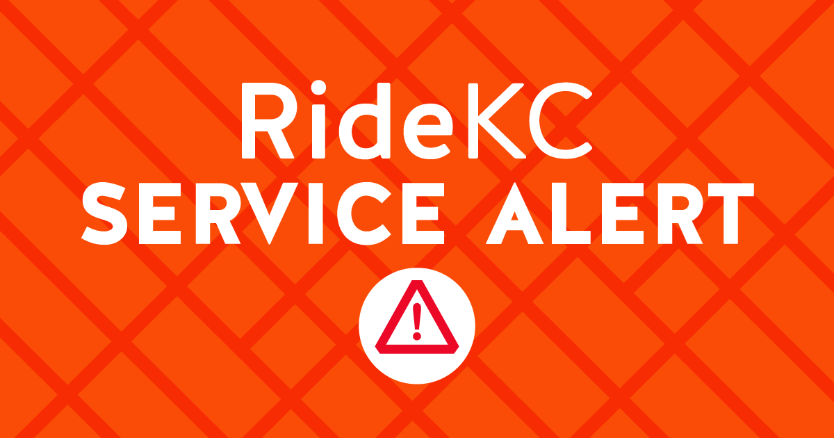 RideKC Service Alert. White text on red background.