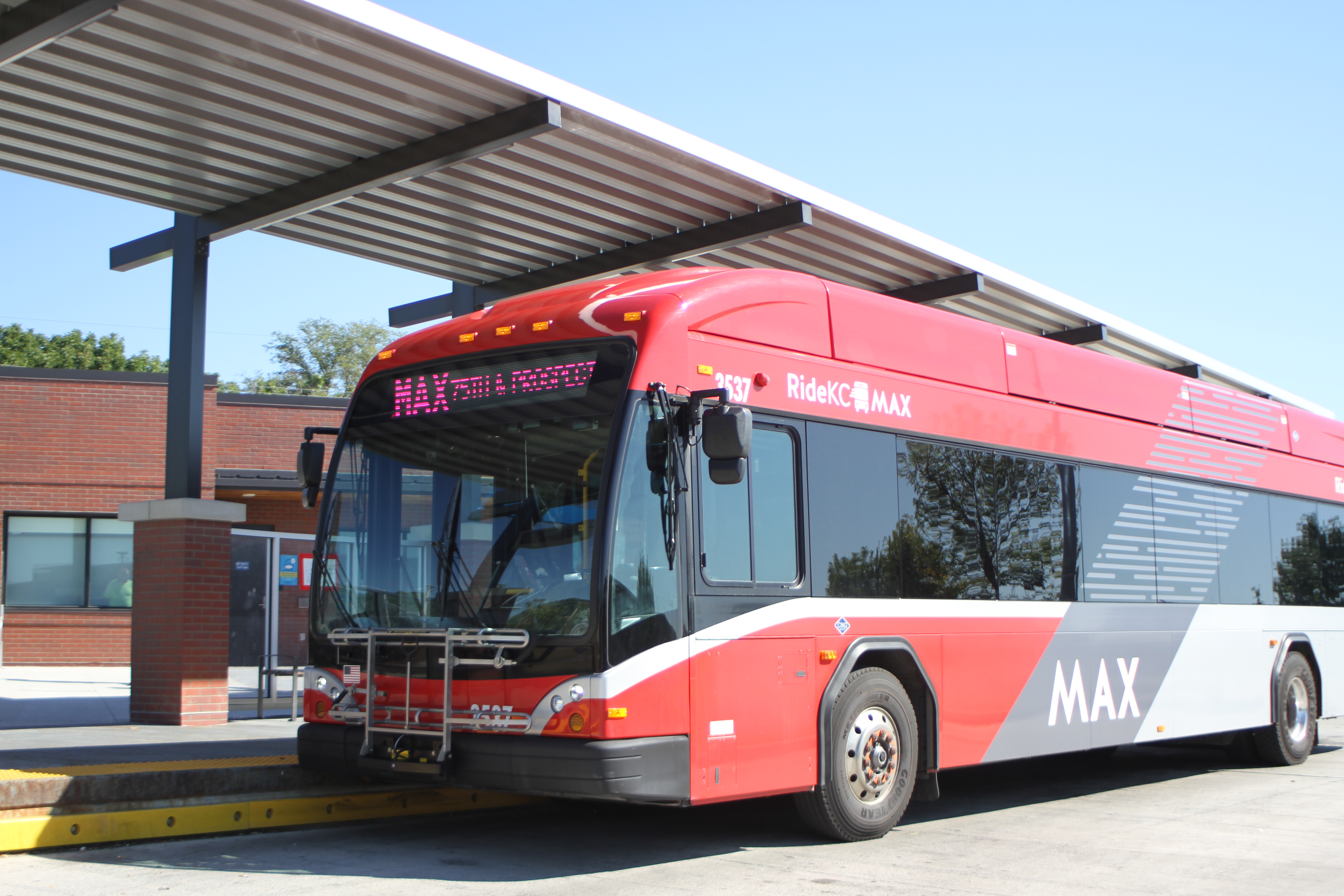 Prospect MAX bus at Alphapointe in south Kansas City