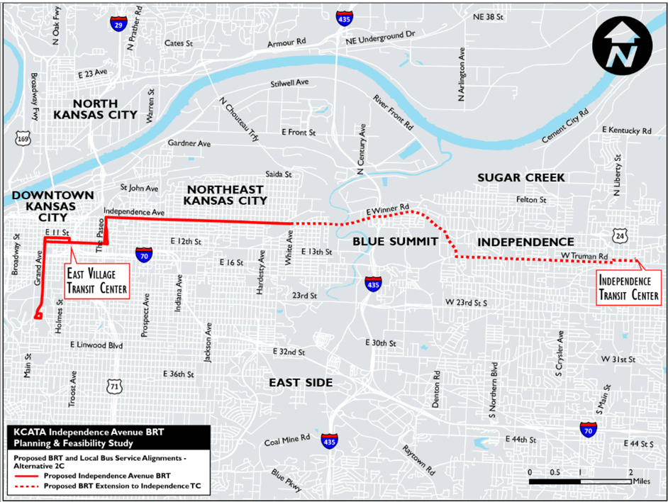 Map of Independence Avenue BRT under study