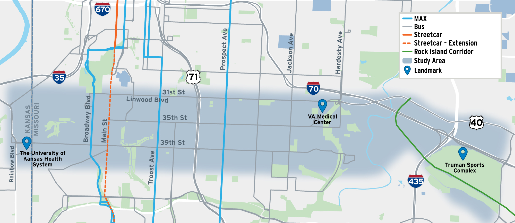 Map of East West Transit Study