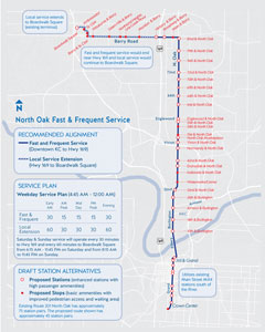 Map of North Oak service