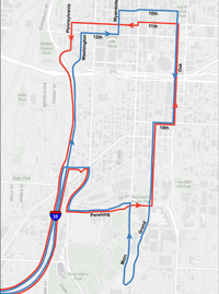 Downtown route map for Johnson County Routes
